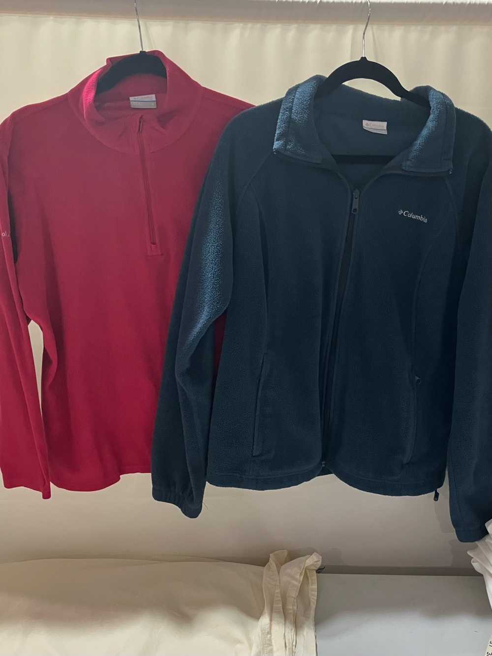 Columbia Pink Quarter-Zip & Columbia Dark Teal Full-Zip Fleece Jackets